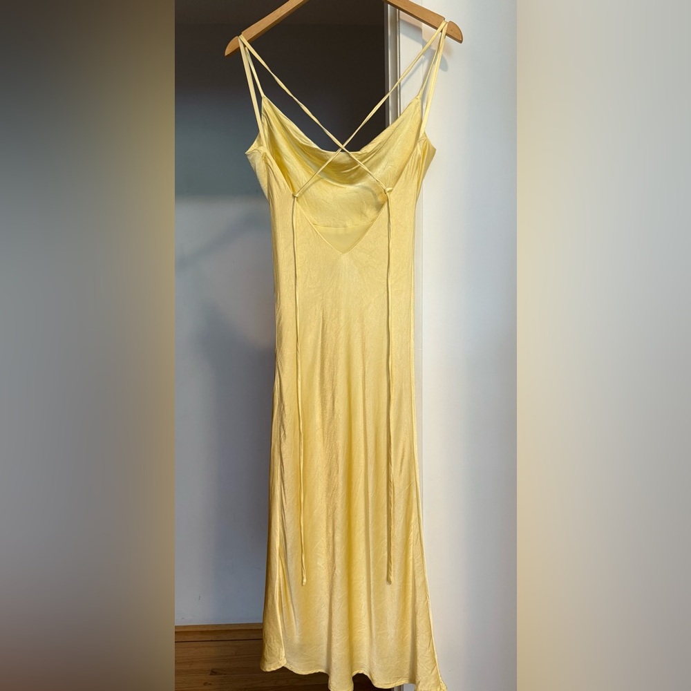 Bardot Lemon Yellow Satin Dress - Picture 2 of 8